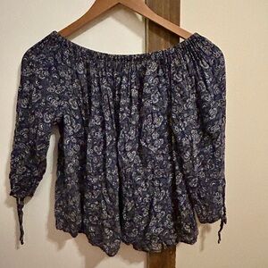 GAP Navy Paisley Off-Shoulder Blouse